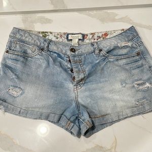 FOREVER21 booty jean shorts 4 bottom fly premium denim blue  size 32